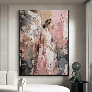 Angel abstract oil painting,Original large abstract painting,paintings on canvas,Knife Painting Art,Large texture abstract art,sofa wall art