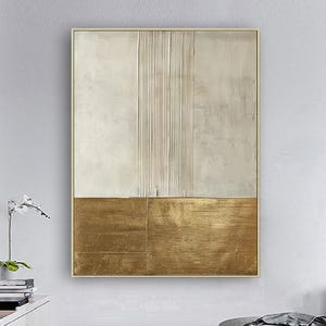 Gold abstract painting,Beige Texture painting,Modern minimalist art,Gold wall art,canvas abstract painting,Sofa wall art,Original Beige Art