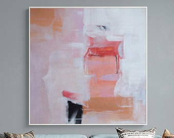 Pink oil painting,Original large abstract painting,Pink paintings on canvas,Minimalist Modern painting,Hand Painting,Room wall art painting