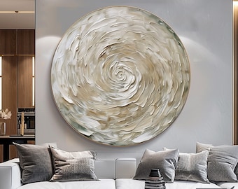 Circle abstract Paintings on canvas,Beige abstract painting,vortex Abstract Art,Sofa wall painting,fireplace decoration painting,Wall art