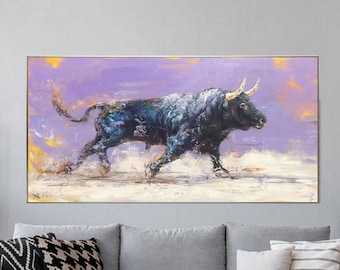 Bull abstraction painting，Large Animal Abstract Painting,Large Bull Painting Original Bull Painting,Painting Animal BULL,Paintings on canvas
