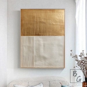 Gold large texture abstract painting,beige gold abstract art,wall decoration painting,minimalist abstract art,Original sofa art painting