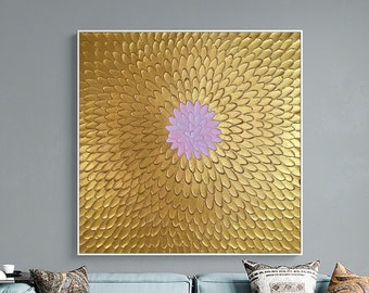 Gold Knife painting,Original Texture Handpaint Oil Paintings Canvas,Large abstract painting,Heavy Textured oil painting,Hand Modern Painting