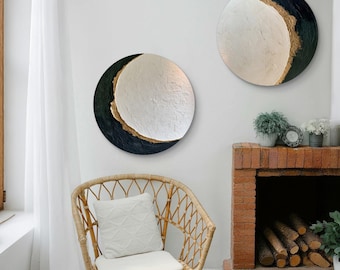 Modern Abstract Wall Art,Original Textured Oil Painting, Beige Gold Minimalist Canvas Art,Living Room Decor,The price includes two paintings