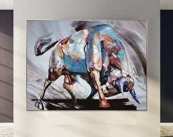 Original Bull Painting,Large Animal abstract painting,Painting Animal BULL,Paintings on canvas,Living room wall Bull art,Large Bull Painting