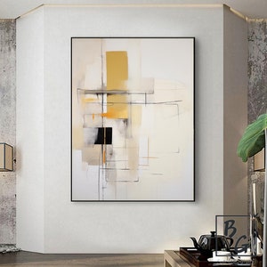 Great Beige abstract art,Yellow abstract painting,Gold Abstract Art,Minimalist wall decoration painting,Original wall painting,Sofa wall art
