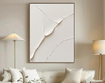 White Texture Wall Art,Beige White Minimalist 3D Painting,Modern Minimalist Art,Wabi Sabi Wall Art,Living Room Art,Pure Textured Wall Art