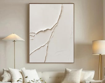 White Texture Wall Art,Beige White Minimalist 3D Painting,Modern Minimalist Art,Wabi Sabi Wall Art,Living Room Art,Pure Textured Wall Art