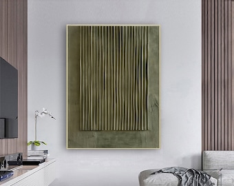 Groot groen abstract schilderij, groene textuurkunst, lichtgroene muurkunst, kunst aan de muur bank, origineel abstract schilderij, groene moderne minimalistische kunst