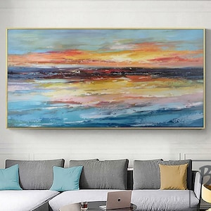 Ocean painting,Large abstract painting,Sunshine Sky Sea Painting,Original canvas Abstract Wall Art,Texture abstraction,Sunset ocean painting