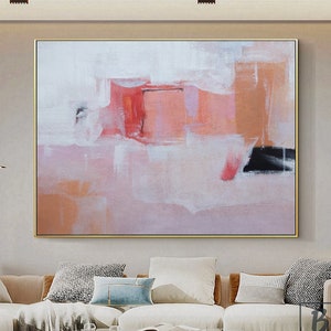 Dipinto a olio rosa,dipinto astratto grande originale,dipinti rosa su tela,pittura moderna minimalista,pittura a mano,pittura d&#39;arte da parete della stanza