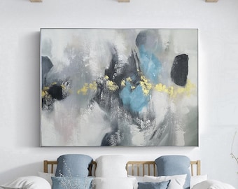 Large abstract painting,Grey painting,Paintings on canvas,Modern hand oil painting,original abstract painting,Modern living room painting