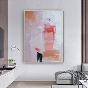 Pink oil painting,Original large abstract painting,Pink paintings on canvas,Minimalist Modern painting,Hand Painting,Room wall art painting image 1