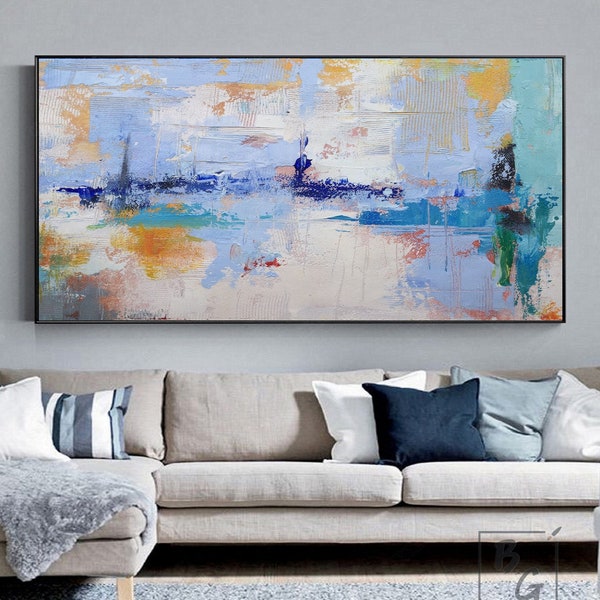 Green Blue oil painting,Original Abstract painting,paintings on canvas,Modern painting Hand Painting,wall art canvas,blue gold oil  painting