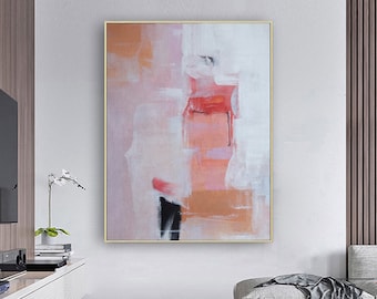 Pink oil painting,Original large abstract painting,Pink paintings on canvas,Minimalist Modern painting,Hand Painting,Room wall art painting