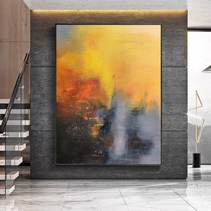 Large abstract painting,Orange painting,Paintings on canvas,Modern hand oil painting,original abstract painting,Modern living room painting