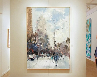 Origineel straatschilderen, straatolieverfschilderij, straatkunst, olieverfschilderij, muurolieverfschilderij, straatabstract, abstracte kunst, schilderij van de grote stad
