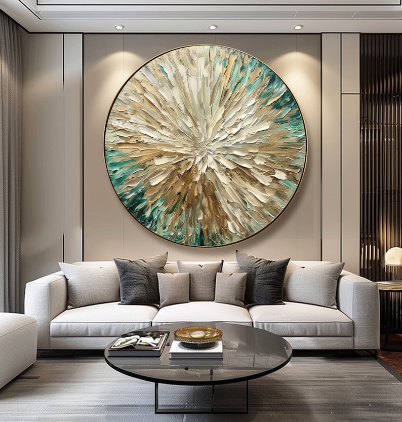 Gold Abstract Oil Painting,green Abstract Paintings on Canvas,beige ...