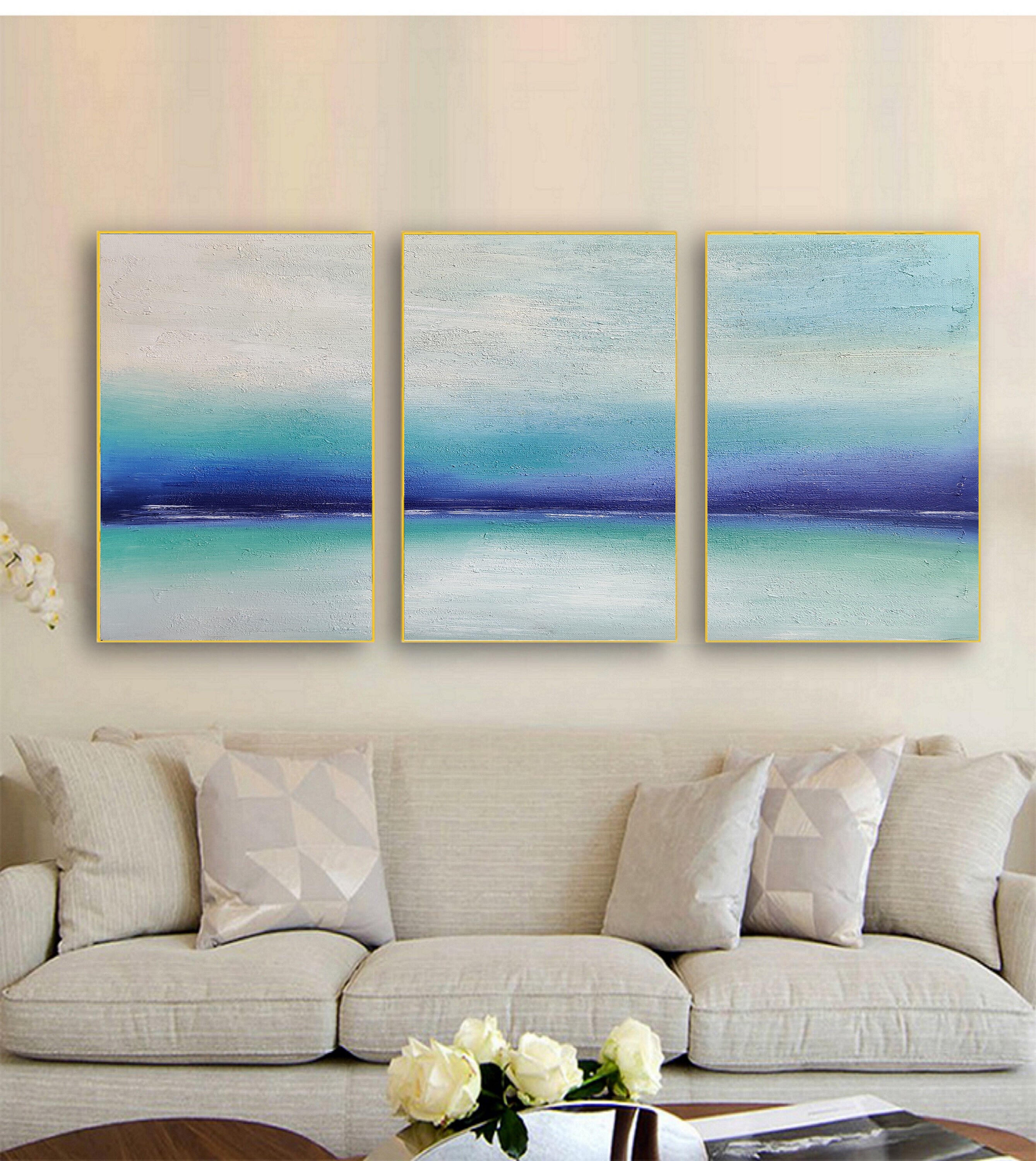 Blue Sea Abstract artLarge Ocean Canvas Oil Etsy