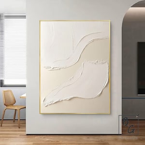 Beige White Minimalist 3D Painting,White Texture Wall Art,Modern Minimalist Art,Wabi Sabi Wall Art,Living Room Art,Pure Textured Wall Art