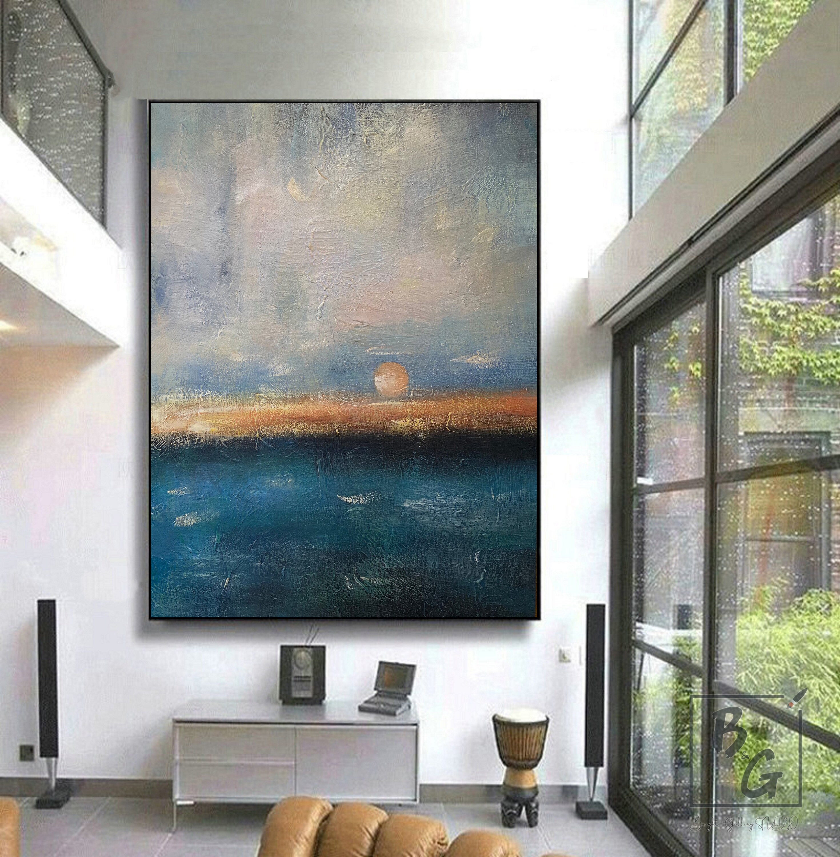 Large Ocean Sunset Painting on Canvas Abstract Wall Art Painting,large ...