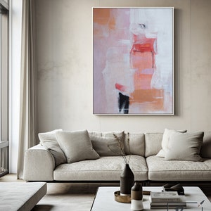 Pink oil painting,Original large abstract painting,Pink paintings on canvas,Minimalist Modern painting,Hand Painting,Room wall art painting image 9