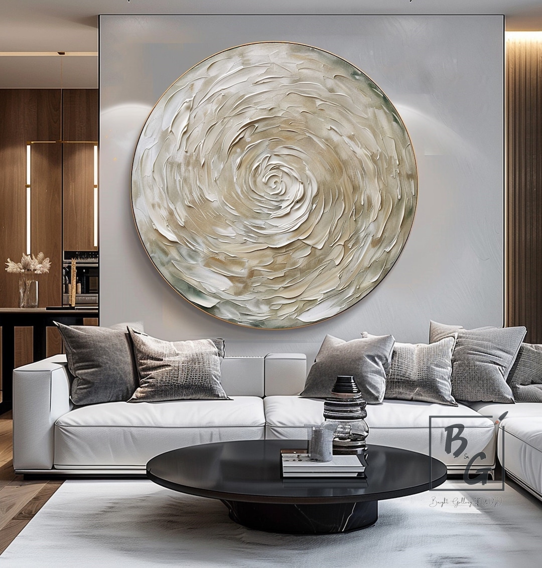 Circle Abstract Paintings on Canvas,beige Abstract Painting,vortex ...