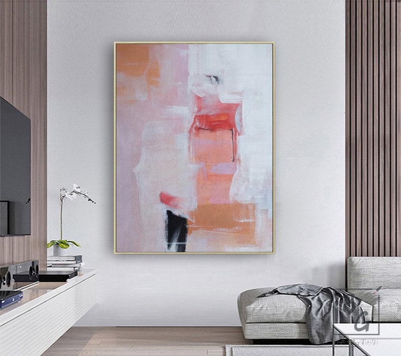 Pink oil painting,Original large abstract painting,Pink paintings on canvas,Minimalist Modern painting,Hand Painting,Room wall art painting image 1