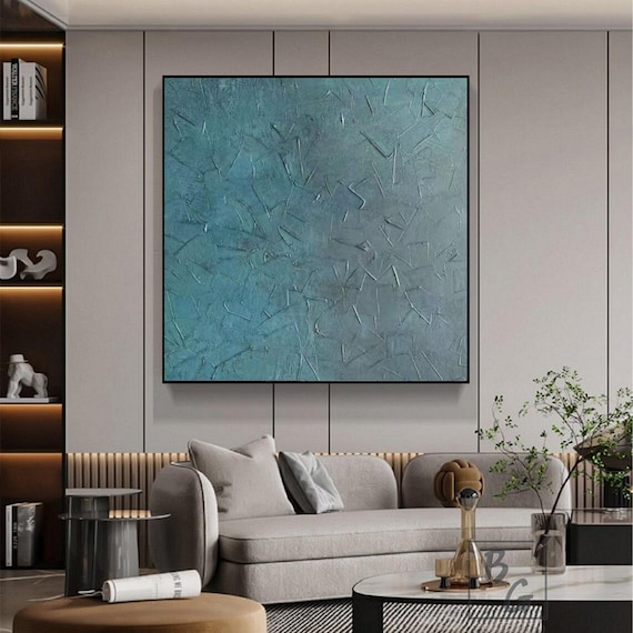 Minimalist Blue Painting art,Large abstract painting,3D texture hand-painted art,Luxury Art Painting,Sofa wall art,Gallery High Quality Art