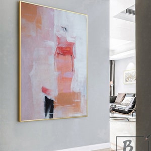 Pink oil painting,Original large abstract painting,Pink paintings on canvas,Minimalist Modern painting,Hand Painting,Room wall art painting image 4