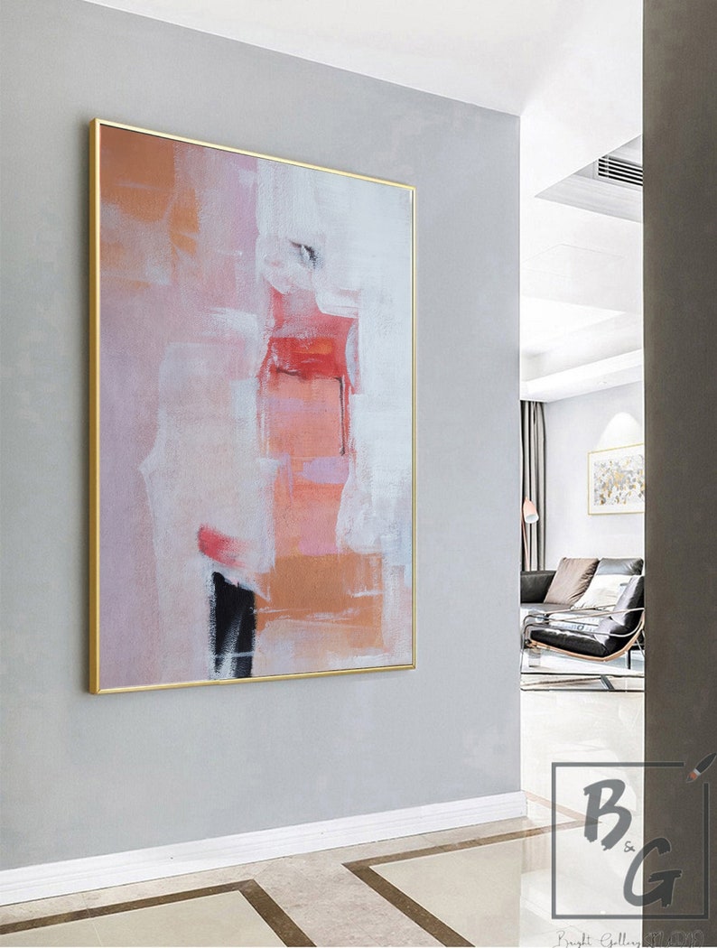 Pink oil painting,Original large abstract painting,Pink paintings on canvas,Minimalist Modern painting,Hand Painting,Room wall art painting image 4