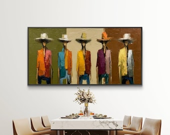 Cowboy Figure Artwork,Colorful Abstract Fashion Figures Painting,Modern Wall Art,Handmade Art Gift Decor,Chic Home Decor,Free customization