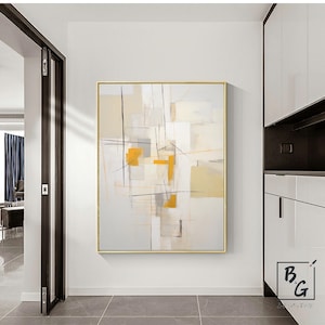 Great Beige abstract art,Yellow abstract painting,Gold Abstract Art,Minimalist wall decoration painting,Original wall painting,Sofa wall art