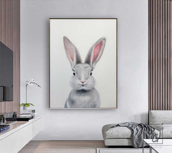 Rabbit Oil Paintingtexture Original Paintingcustom | Etsy