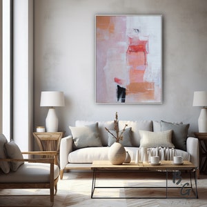 Pink oil painting,Original large abstract painting,Pink paintings on canvas,Minimalist Modern painting,Hand Painting,Room wall art painting image 5