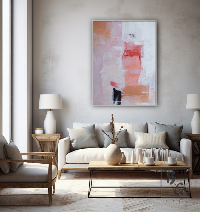 Pink oil painting,Original large abstract painting,Pink paintings on canvas,Minimalist Modern painting,Hand Painting,Room wall art painting image 5