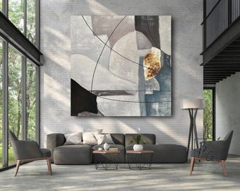 Black Brown Line Texture Wall Art,Paintings on canvas,Neutral Geometric Abstract Oil Painting,Modern Minimalist Decor,Handmade Art Gift