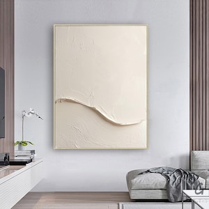 Beige White Minimalist 3D Painting,White Texture Wall Art,Modern Minimalist Art,Wabi Sabi Wall Art,Living Room Art,Pure Textured Wall Art