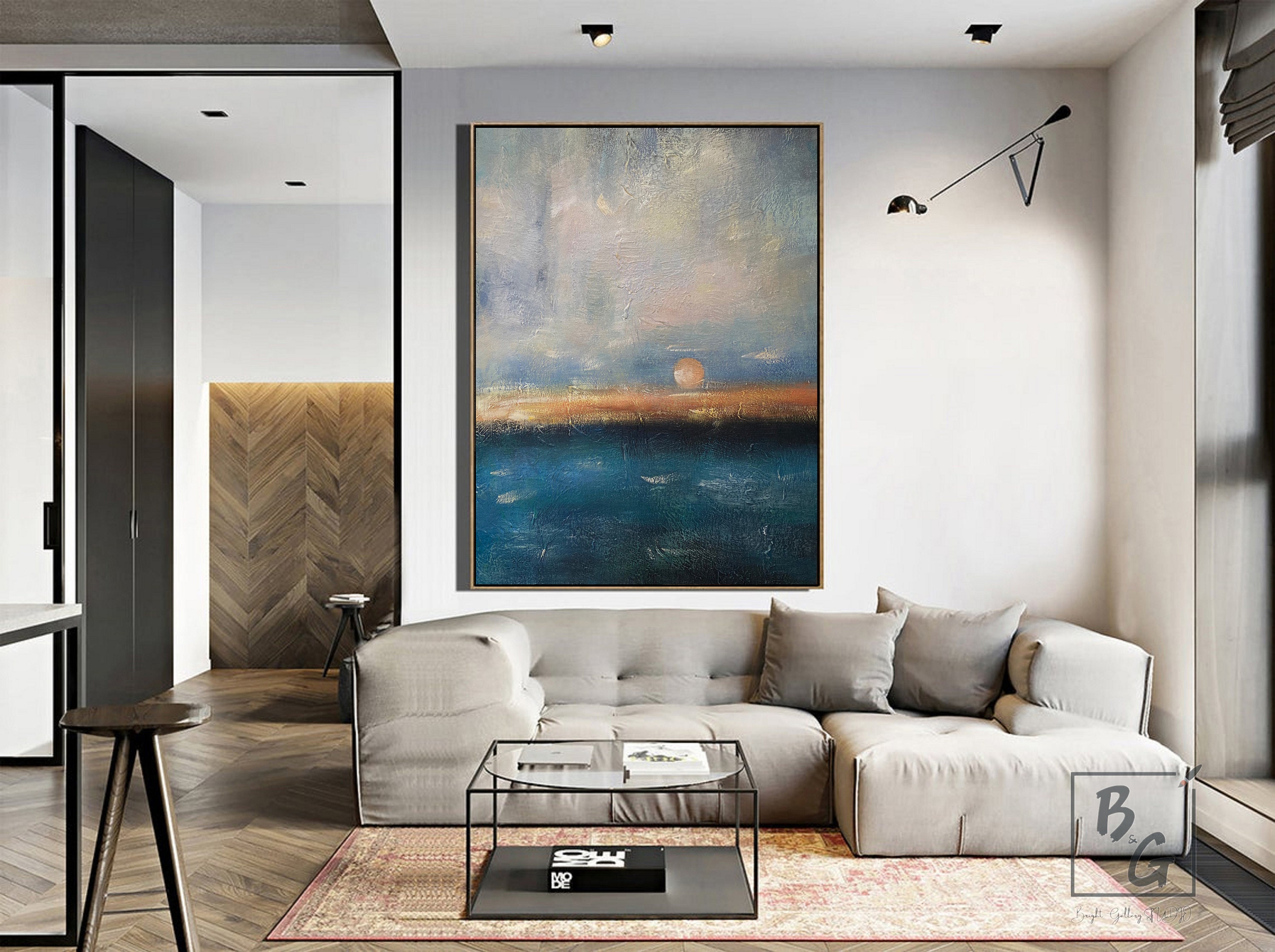 Large Ocean Sunset Painting on Canvas Abstract Wall Art Painting,large ...