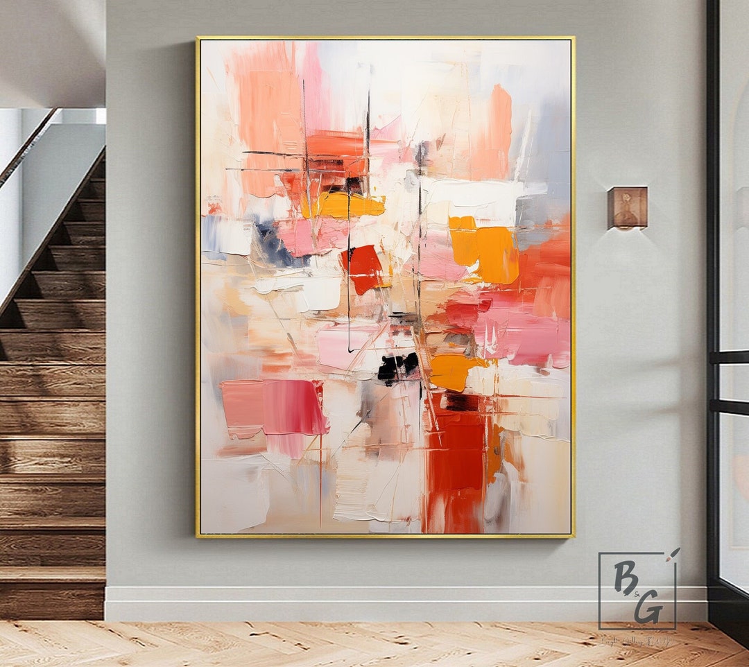 Pink Oil Painting,original Large Abstract Painting,pink Paintings on