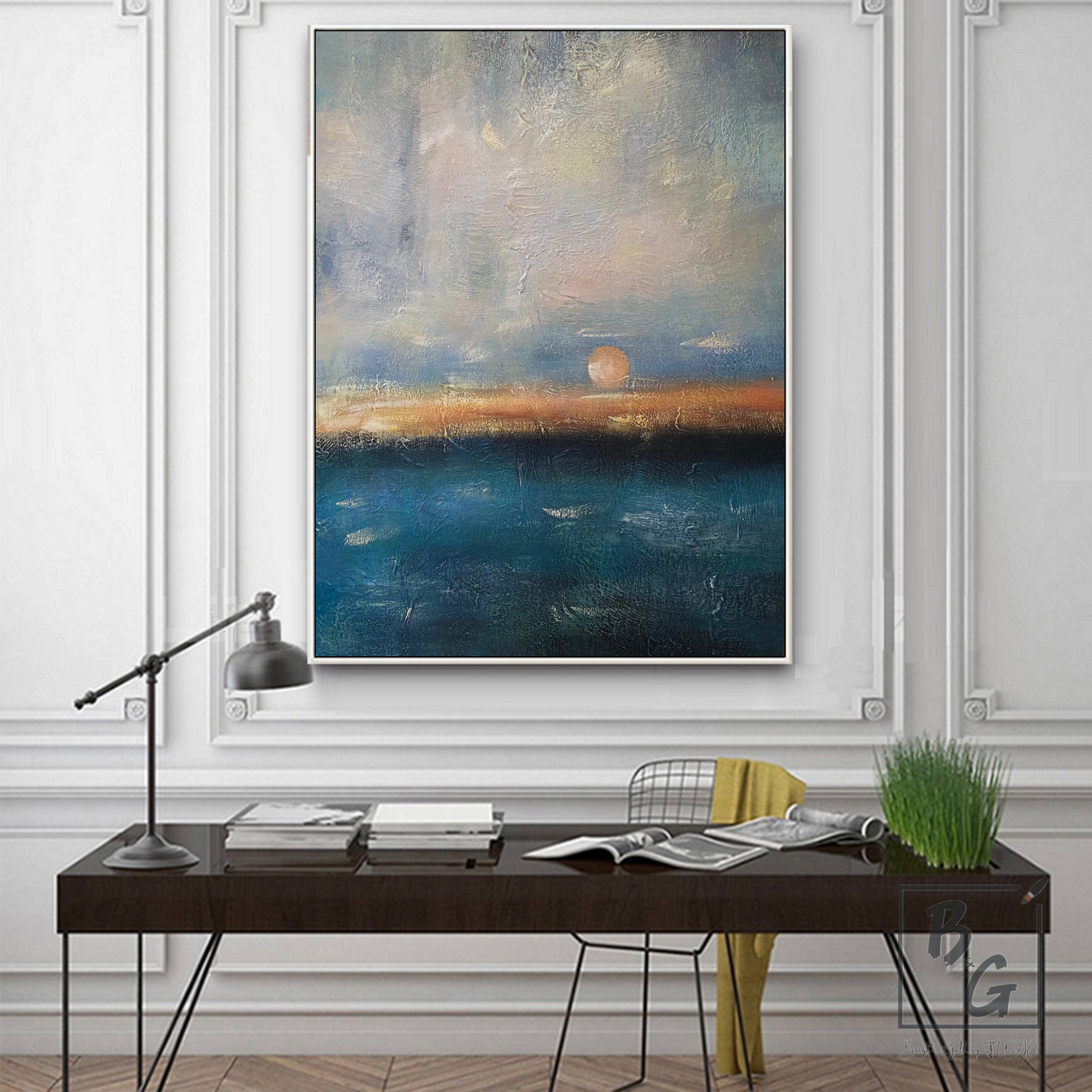 Large Ocean Sunset Painting on Canvas Abstract Wall Art Painting,large ...