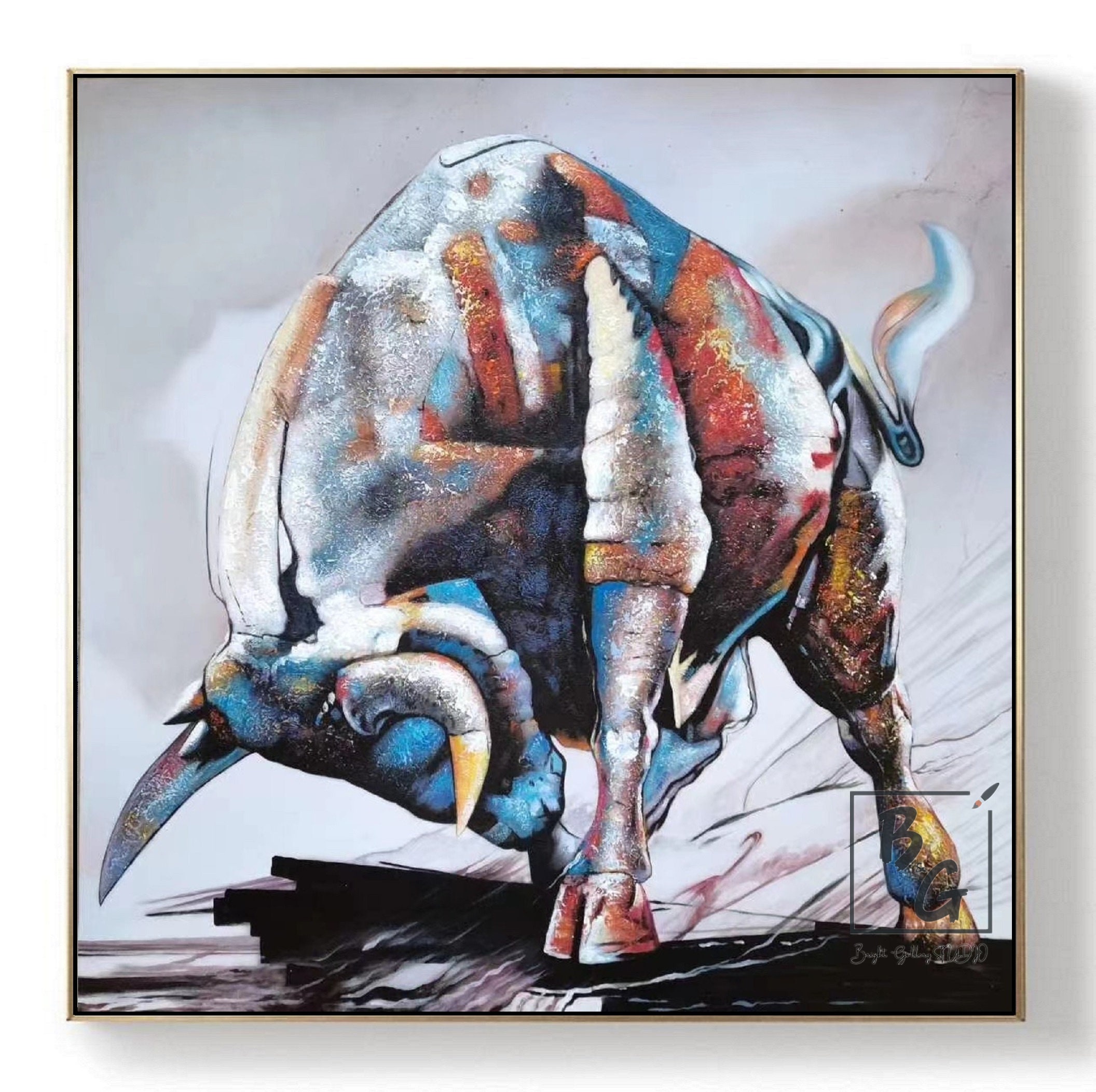 Large Animal Abstract PaintingLarge Bull Painting Original Etsy