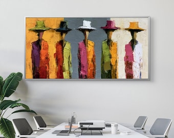 Cowboy Figure Artwork,Colorful Abstract Fashion Figures Painting,Modern Wall Art,Handmade Art Gift Decor,Chic Home Decor,Free customization