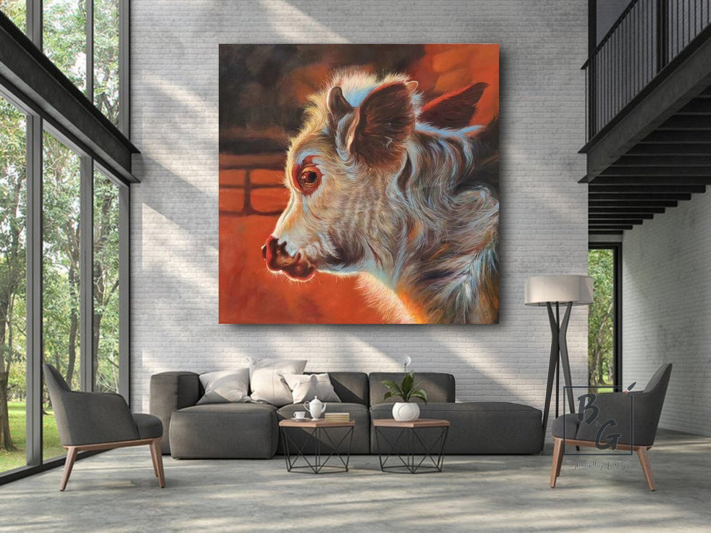 Original Bull Painting Large Bull Paintinglarge Animal - Etsy