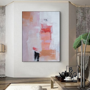 Pink oil painting,Original large abstract painting,Pink paintings on canvas,Minimalist Modern painting,Hand Painting,Room wall art painting image 7