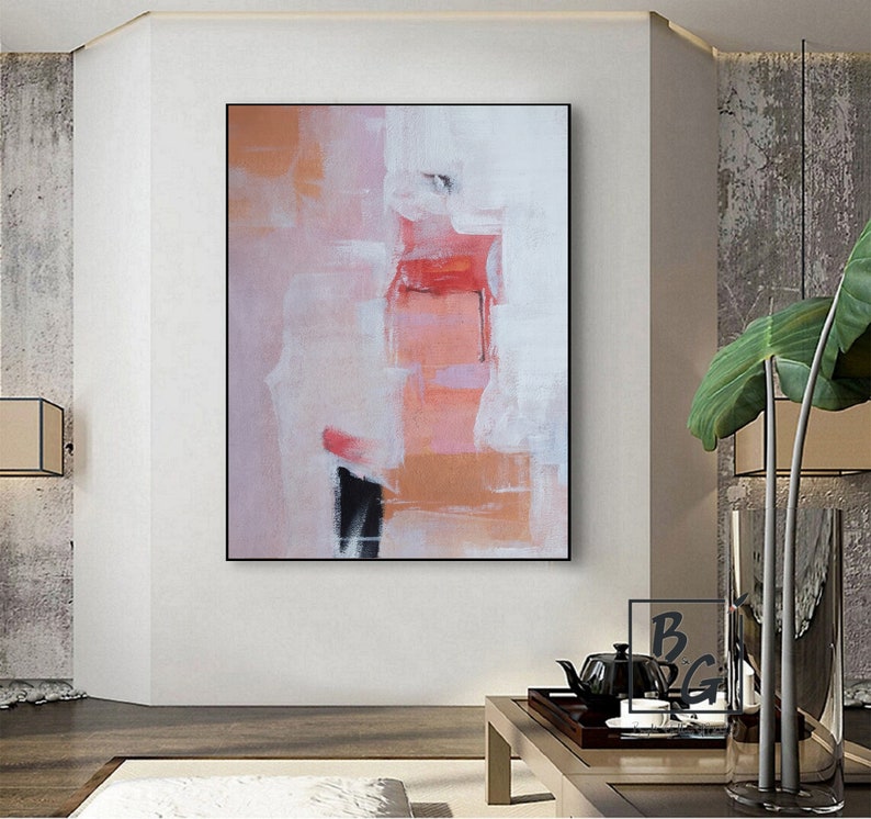 Pink oil painting,Original large abstract painting,Pink paintings on canvas,Minimalist Modern painting,Hand Painting,Room wall art painting image 7