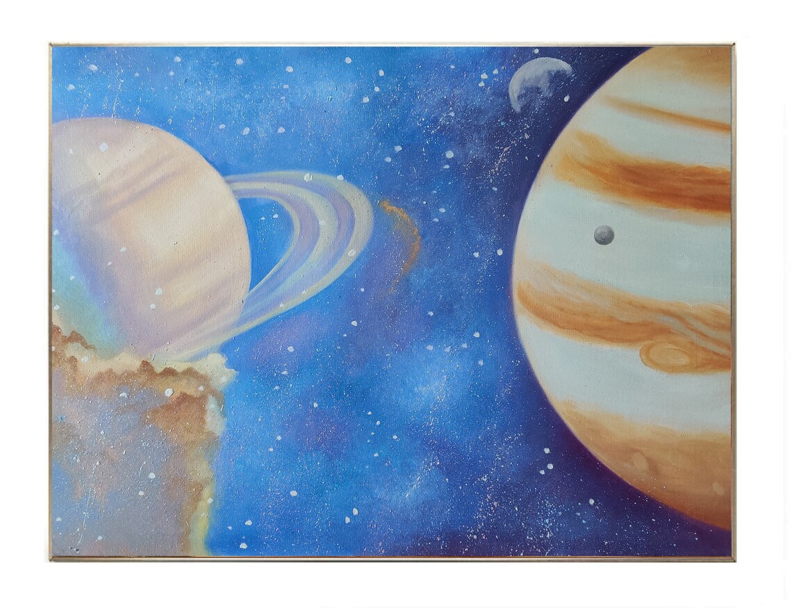 Jupiter Space Oil Painting Large Abstract Paintingmodern Etsy