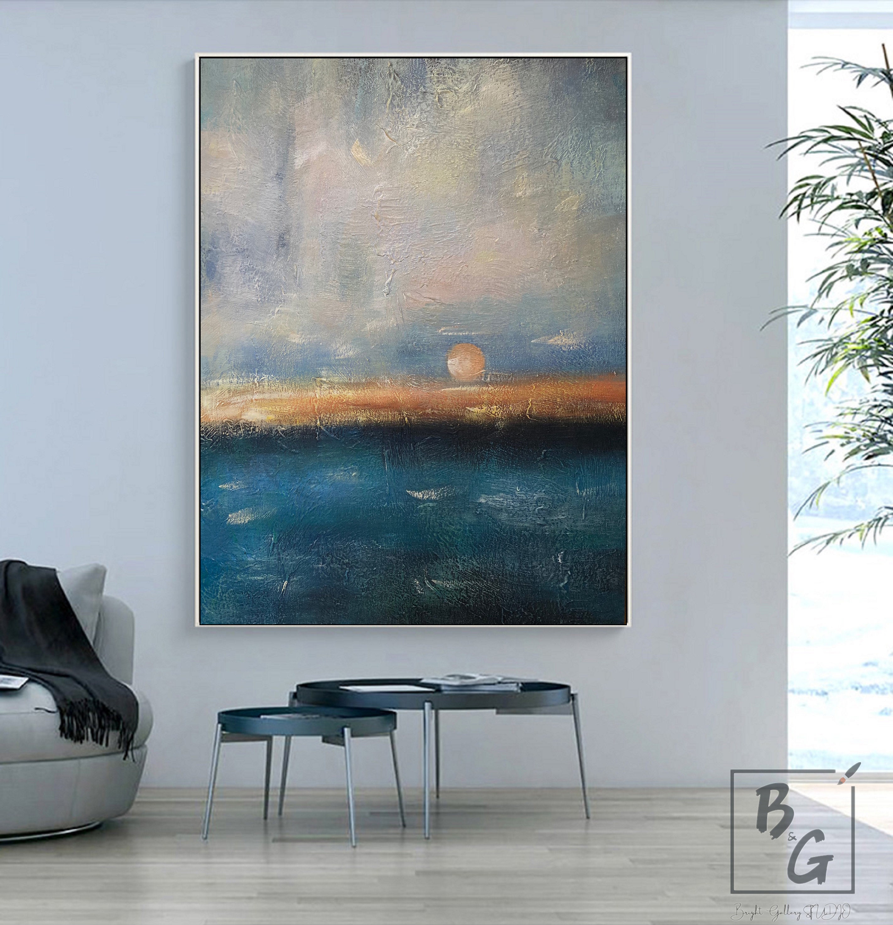 Large Ocean Sunset Painting on Canvas Abstract Wall Art Painting,large ...