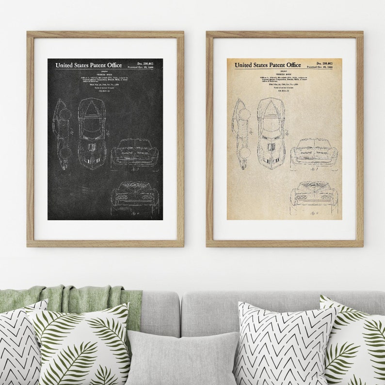 Corvette 1966 Mako Shark Ii Patent Poster Corvette Print Etsy