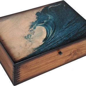 Caja de recuerdos de olas del océano azul